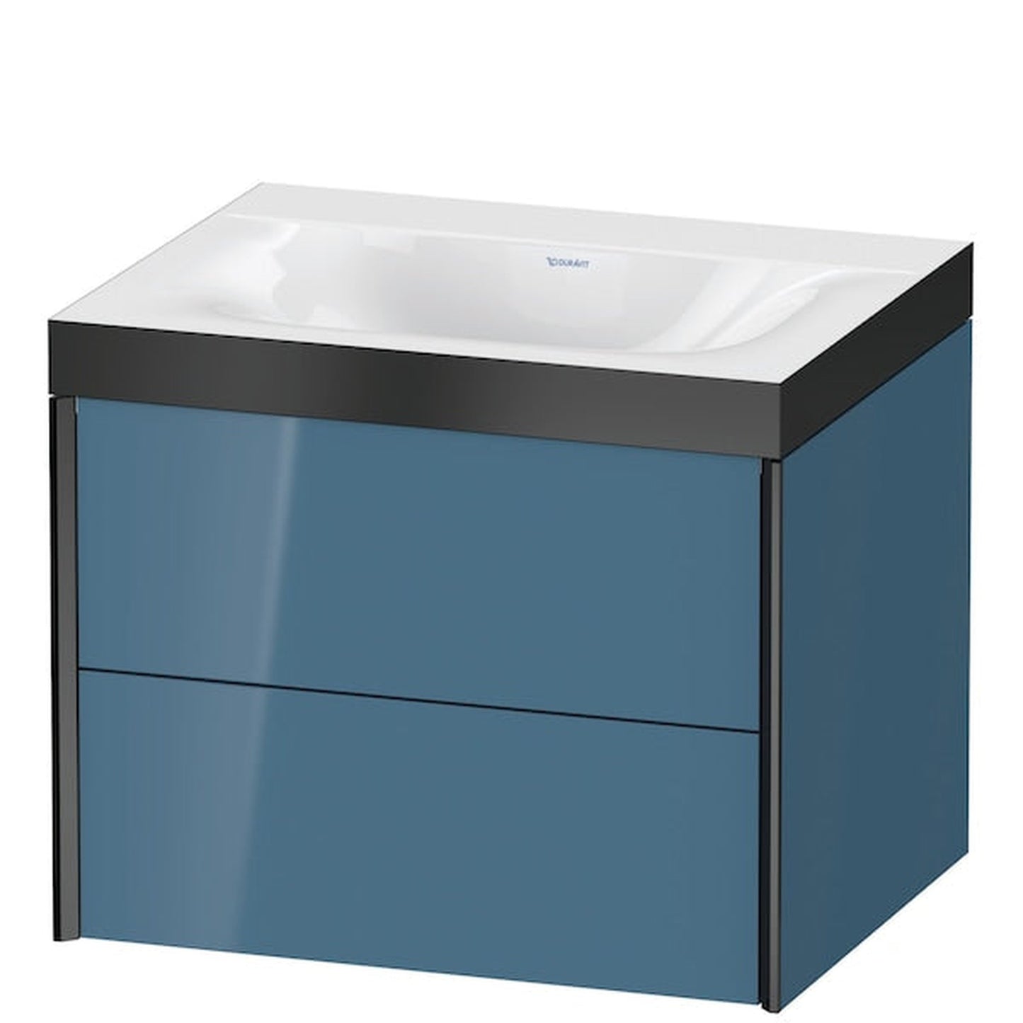 Duravit Xviu 24" x 20" x 19" Two Drawer C-Bonded Wall-Mount Vanity Kit Without Tap Hole, Stone Blue (XV4614NB247P)
