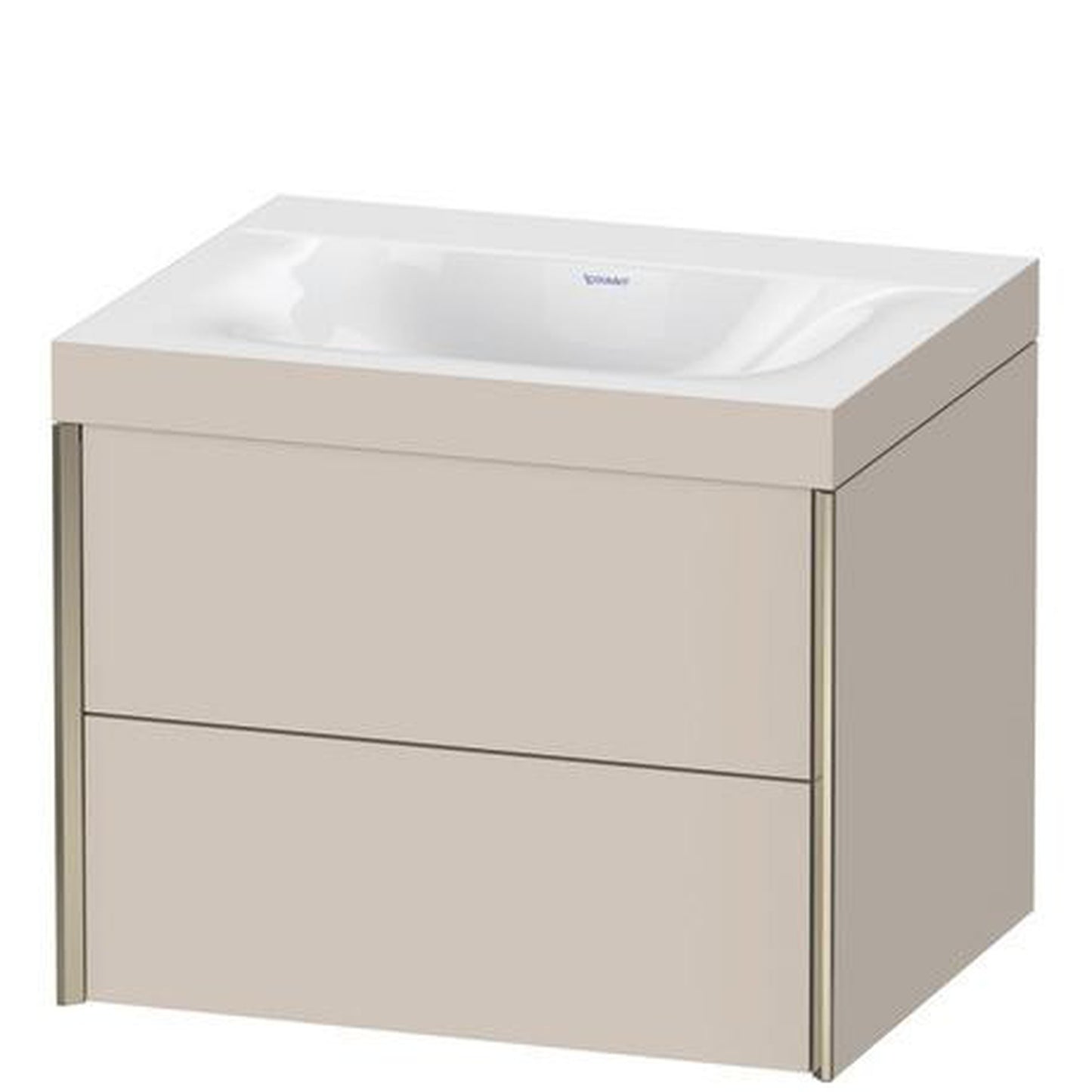 Duravit Xviu 24" x 20" x 19" Two Drawer C-Bonded Wall-Mount Vanity Kit Without Tap Hole, Taupe (XV4614NB191C)