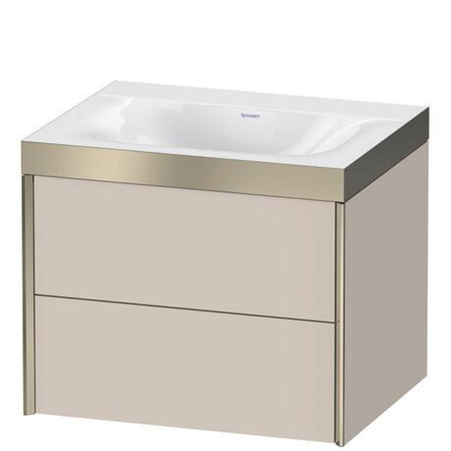 Duravit Xviu 24" x 20" x 19" Two Drawer C-Bonded Wall-Mount Vanity Kit Without Tap Hole, Taupe (XV4614NB191P)