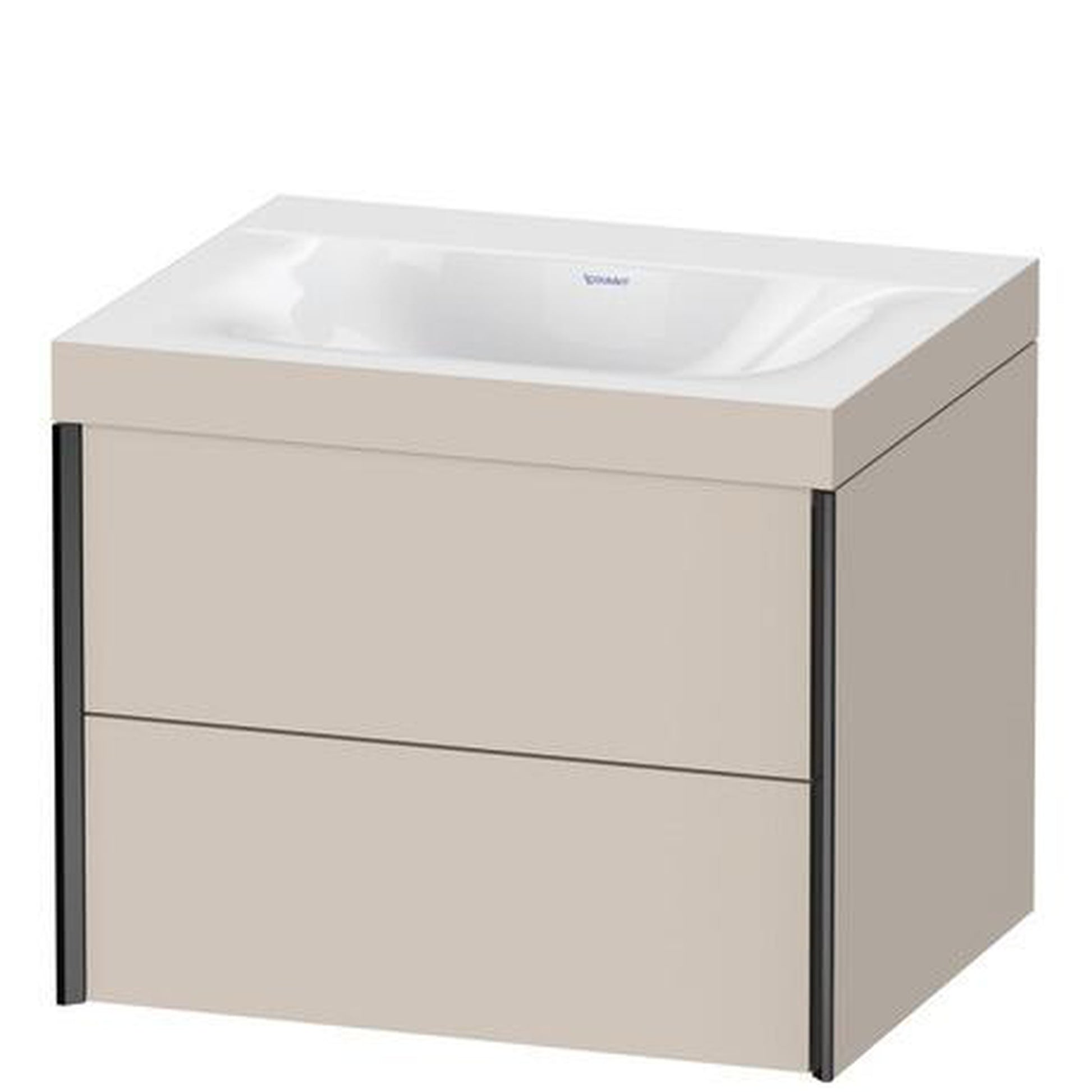Duravit Xviu 24" x 20" x 19" Two Drawer C-Bonded Wall-Mount Vanity Kit Without Tap Hole, Taupe (XV4614NB291C)