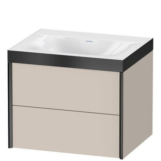Duravit Xviu 24" x 20" x 19" Two Drawer C-Bonded Wall-Mount Vanity Kit Without Tap Hole, Taupe (XV4614NB291P)
