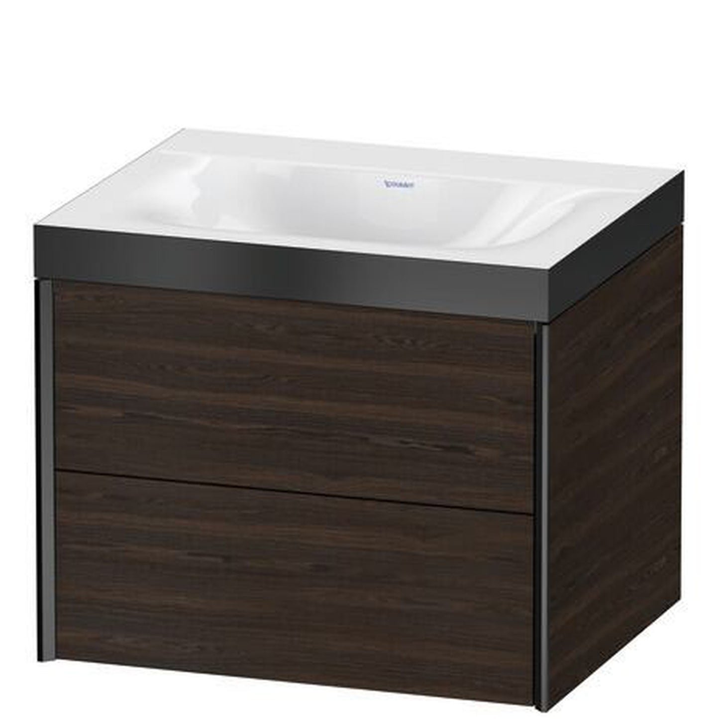 Duravit Xviu 24" x 20" x 19" Two Drawer C-Bonded Wall-Mount Vanity Kit Without Tap Hole, Walnut Brushed (XV4614NB269P)