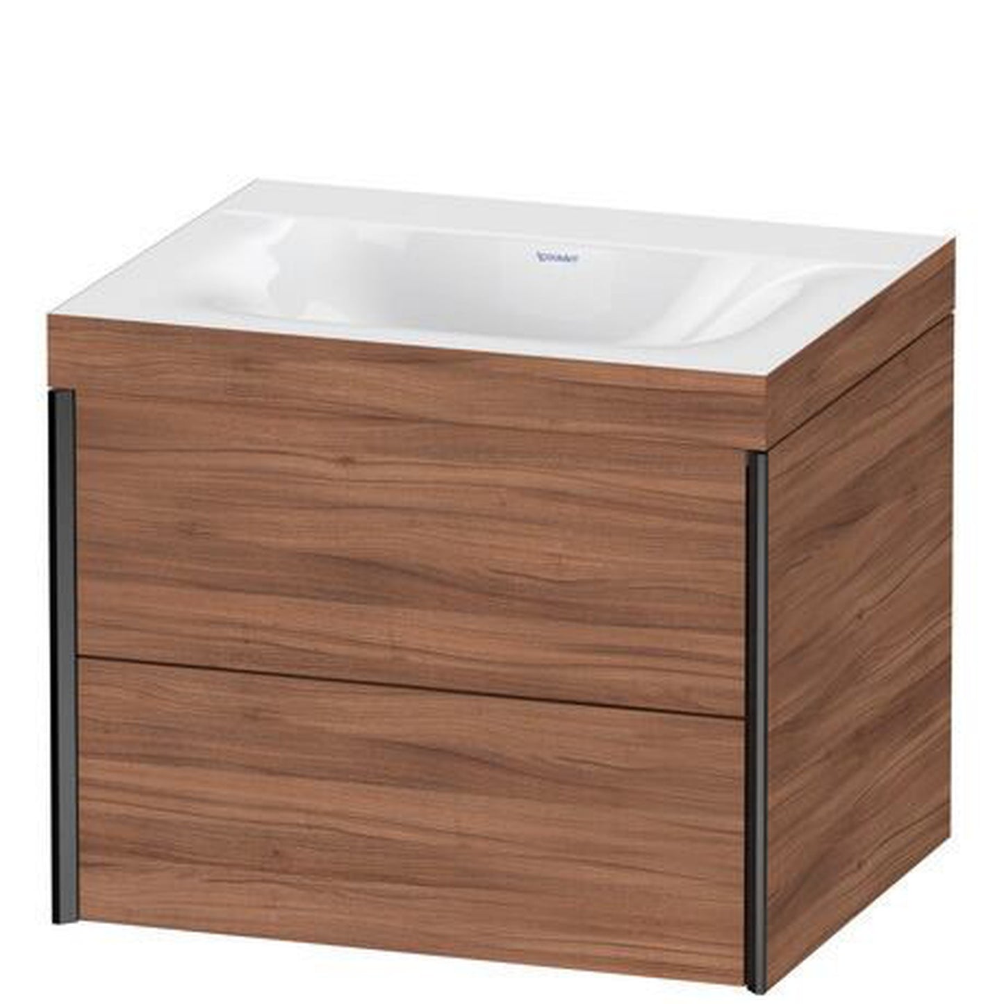 Duravit Xviu 24" x 20" x 19" Two Drawer C-Bonded Wall-Mount Vanity Kit Without Tap Hole, Walnut (XV4614NB279C)