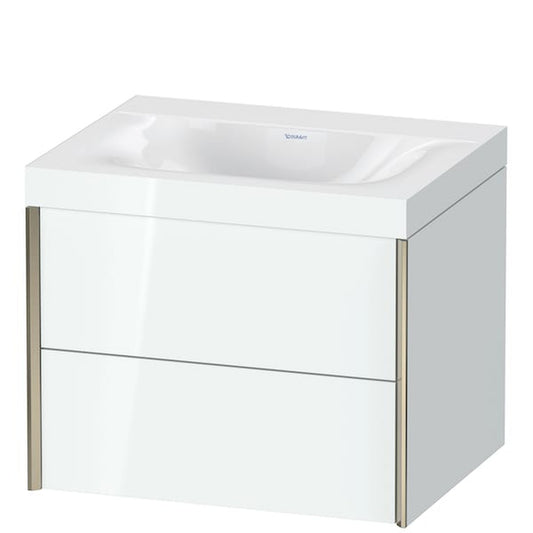 Duravit Xviu 24" x 20" x 19" Two Drawer C-Bonded Wall-Mount Vanity Kit Without Tap Hole, White (XV4614NB185C)