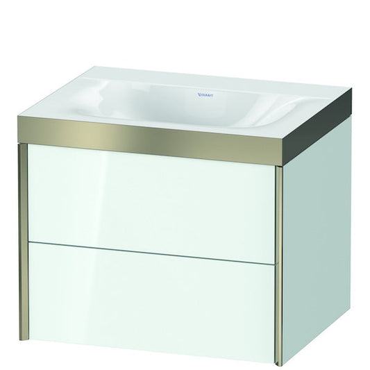 Duravit Xviu 24" x 20" x 19" Two Drawer C-Bonded Wall-Mount Vanity Kit Without Tap Hole, White (XV4614NB185P)
