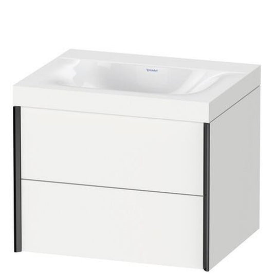 Duravit Xviu 24" x 20" x 19" Two Drawer C-Bonded Wall-Mount Vanity Kit Without Tap Hole, White (XV4614NB218C)