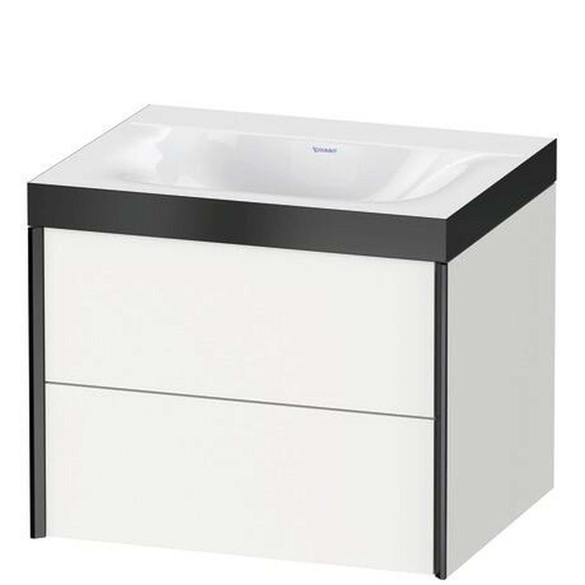 Duravit Xviu 24" x 20" x 19" Two Drawer C-Bonded Wall-Mount Vanity Kit Without Tap Hole, White (XV4614NB218P)