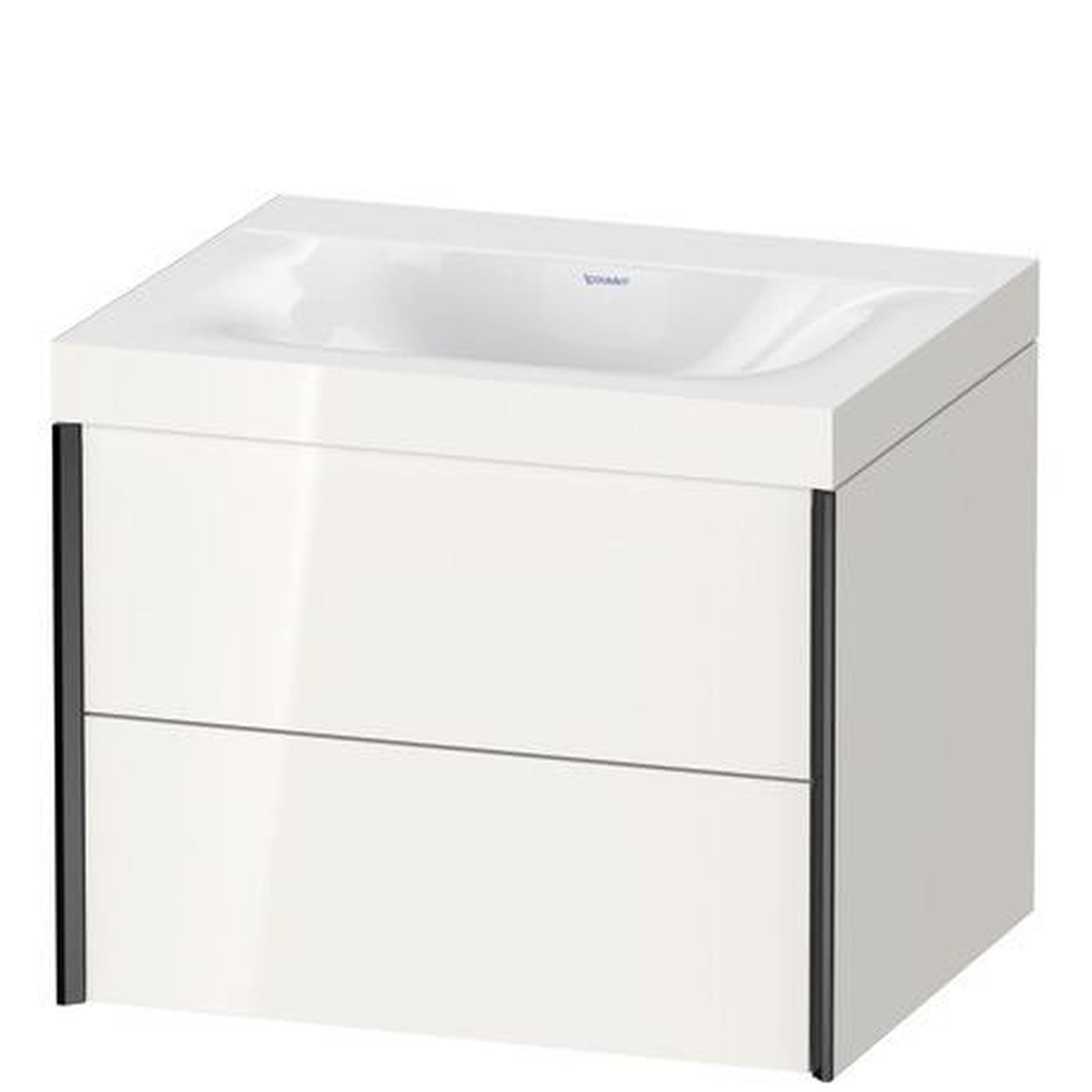 Duravit Xviu 24" x 20" x 19" Two Drawer C-Bonded Wall-Mount Vanity Kit Without Tap Hole, White (XV4614NB222C)