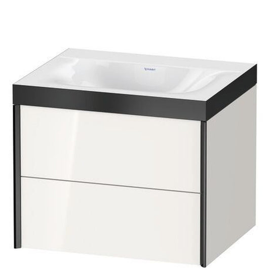 Duravit Xviu 24" x 20" x 19" Two Drawer C-Bonded Wall-Mount Vanity Kit Without Tap Hole, White (XV4614NB222P)