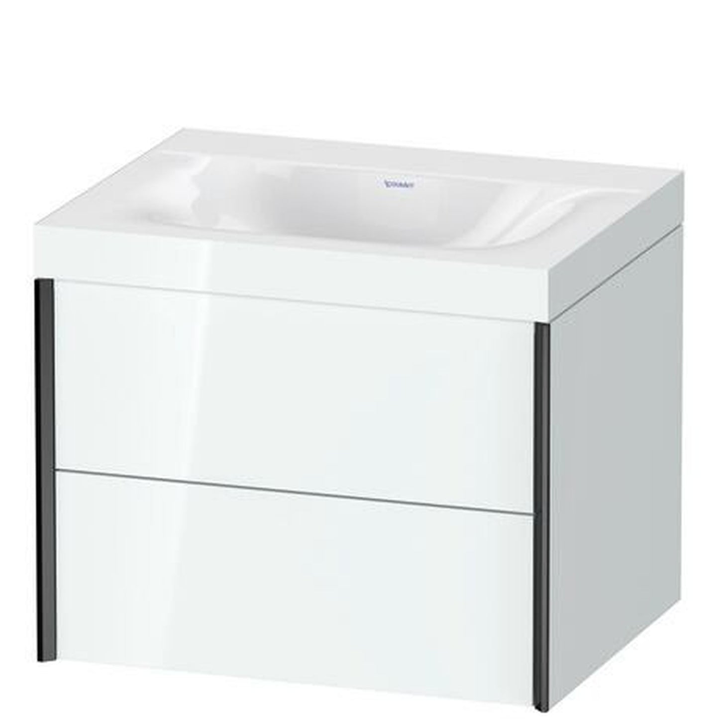 Duravit Xviu 24" x 20" x 19" Two Drawer C-Bonded Wall-Mount Vanity Kit Without Tap Hole, White (XV4614NB285C)