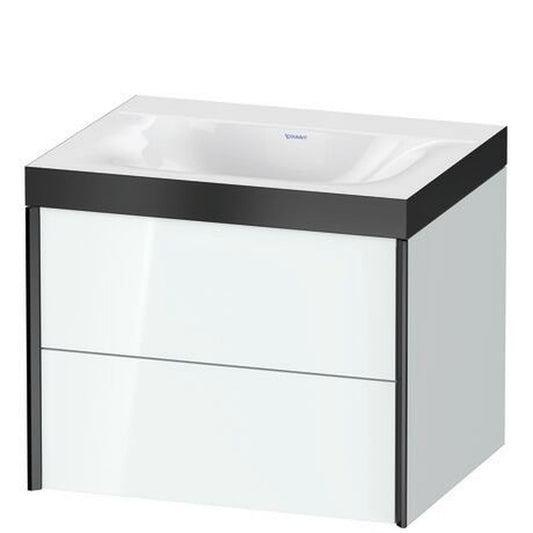 Duravit Xviu 24" x 20" x 19" Two Drawer C-Bonded Wall-Mount Vanity Kit Without Tap Hole, White (XV4614NB285P)