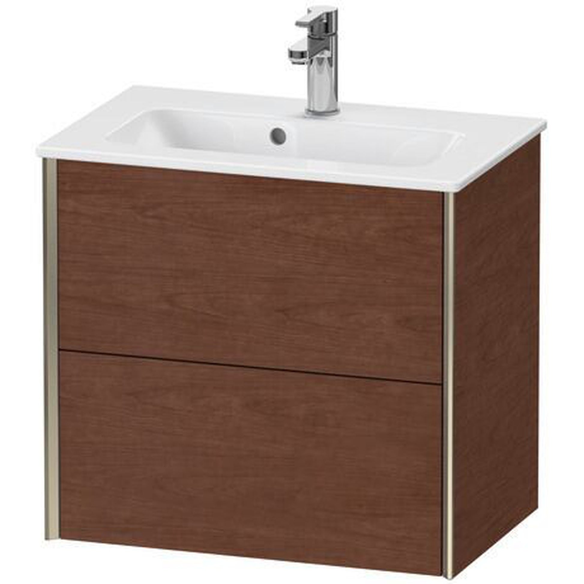 Duravit Xviu 24" x 22" x 15" Two Drawer Wall-Mount Vanity Unit, American Walnut (XV41780B113)