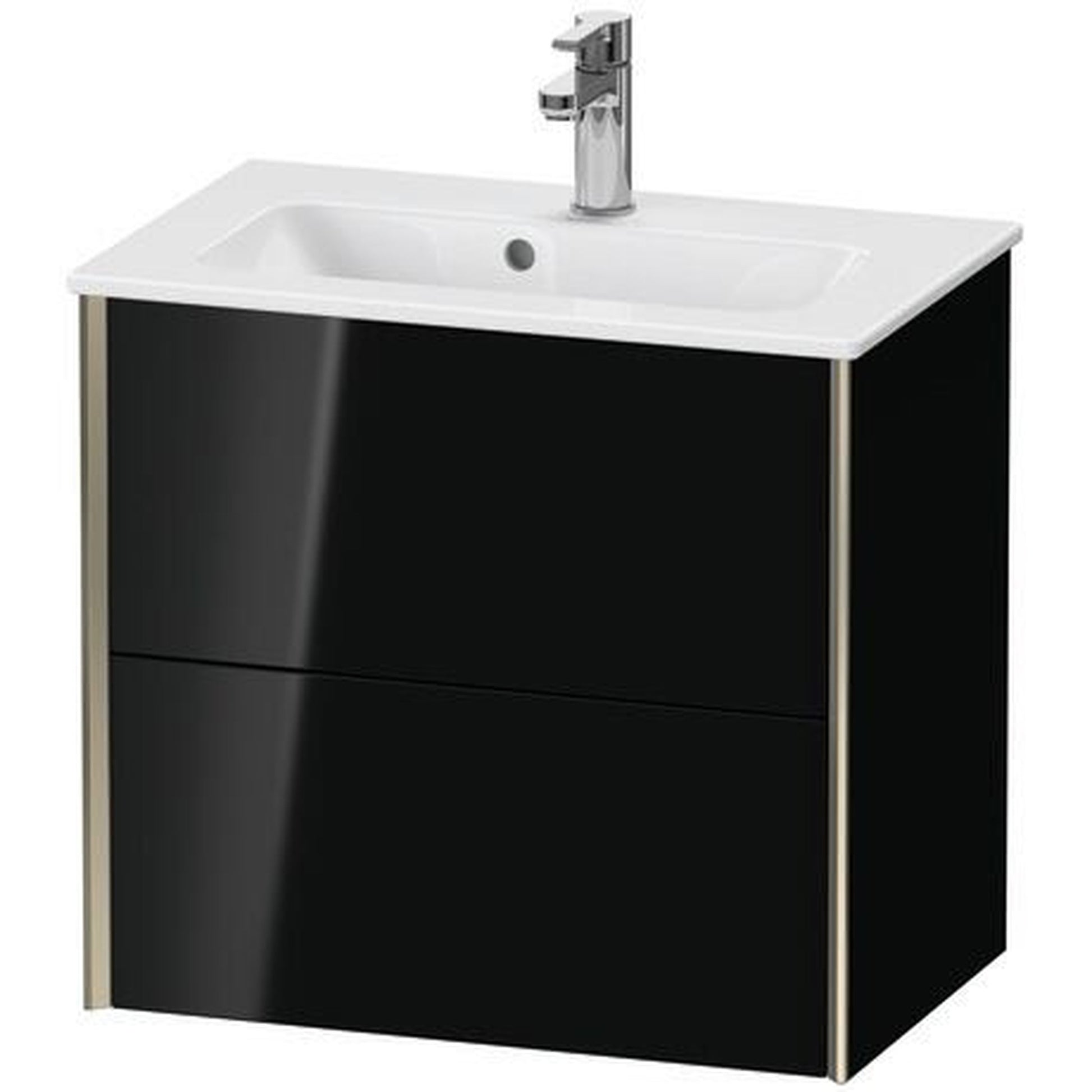 Duravit Xviu 24" x 22" x 15" Two Drawer Wall-Mount Vanity Unit, Black High Gloss Lacquer (XV41780B140)