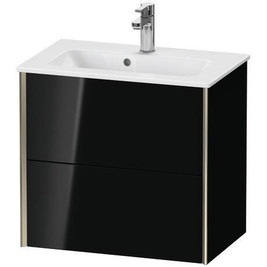 Duravit Xviu 24" x 22" x 15" Two Drawer Wall-Mount Vanity Unit, Black High Gloss Lacquer (XV41780B140)