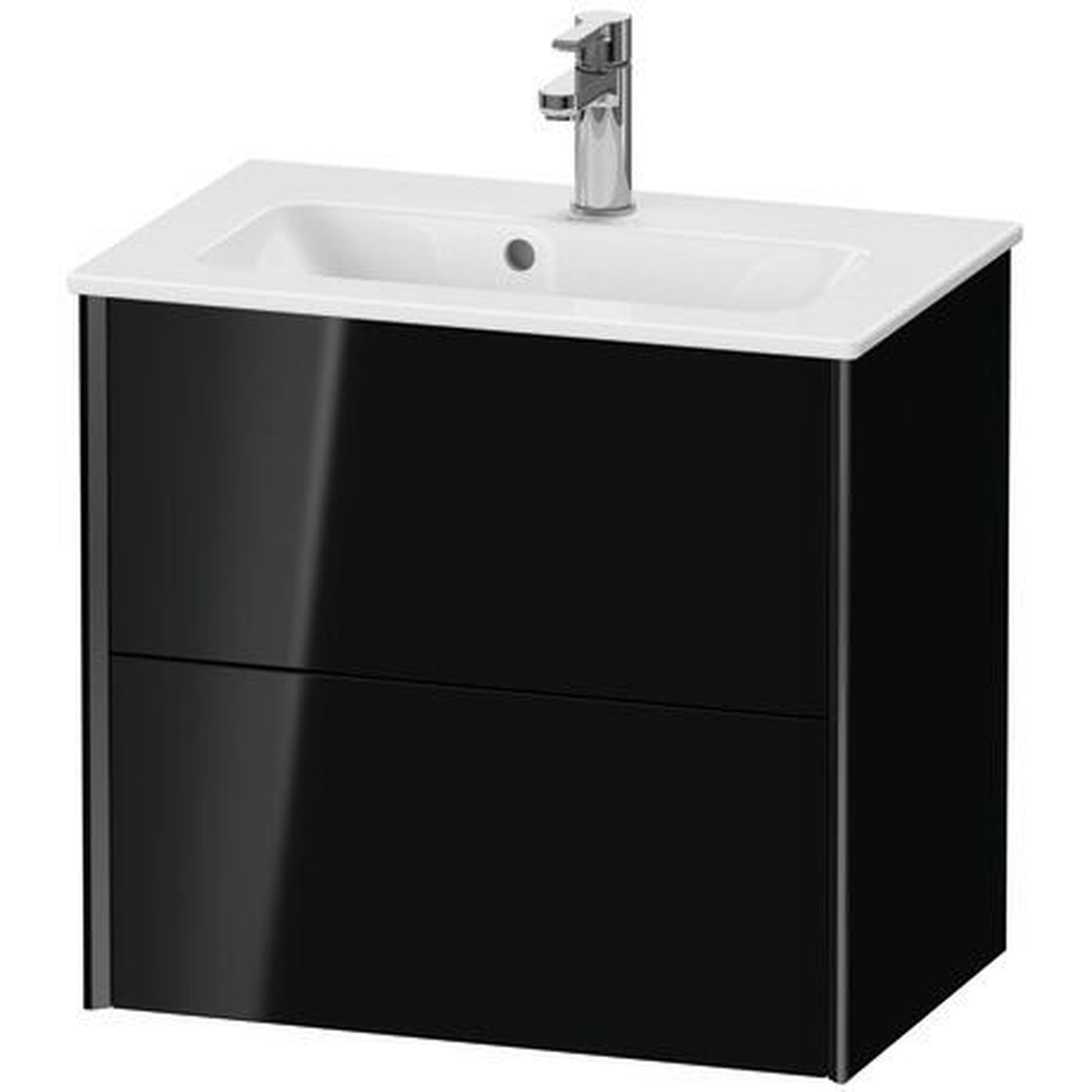 Duravit Xviu 24" x 22" x 15" Two Drawer Wall-Mount Vanity Unit, Black High Gloss Lacquer (XV41780B240)