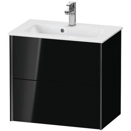 Duravit Xviu 24" x 22" x 15" Two Drawer Wall-Mount Vanity Unit, Black High Gloss Lacquer (XV41780B240)