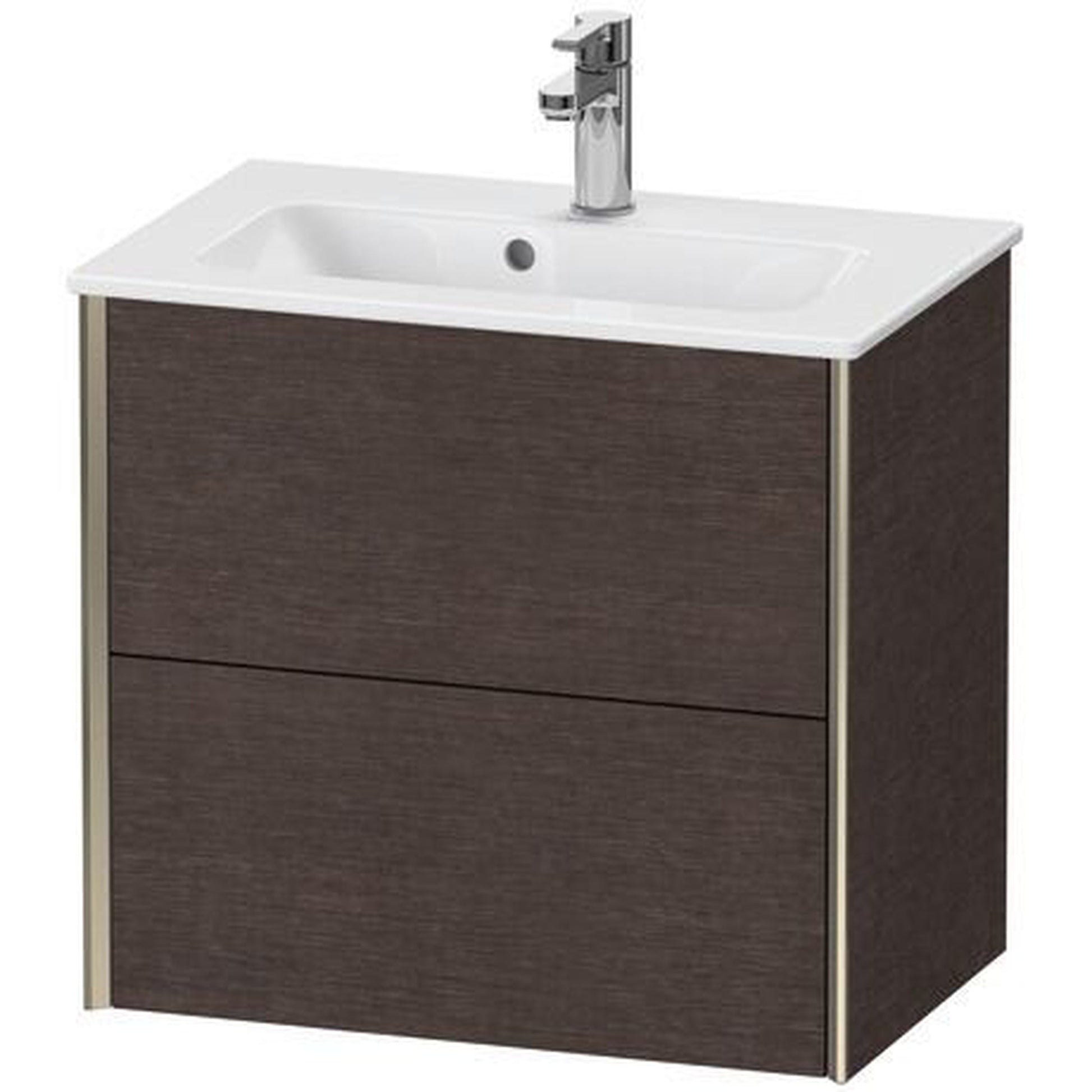 Duravit Xviu 24" x 22" x 15" Two Drawer Wall-Mount Vanity Unit, Brushed Dark Oak Real Wood Veneer (XV41780B172)