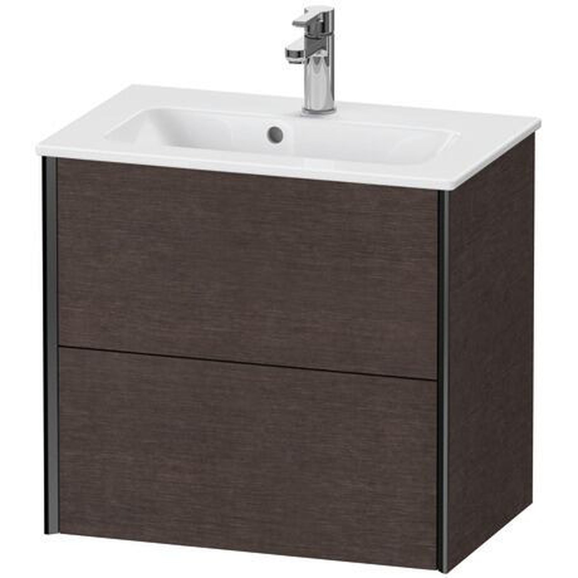 Duravit Xviu 24" x 22" x 15" Two Drawer Wall-Mount Vanity Unit, Brushed Dark Oak Real Wood Veneer (XV41780B272)