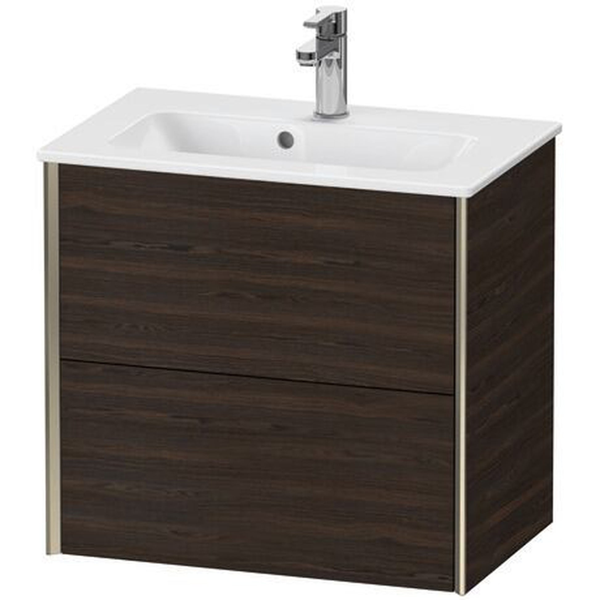 Duravit Xviu 24" x 22" x 15" Two Drawer Wall-Mount Vanity Unit, Brushed Walnut Real Wood Veneer (XV41780B169)