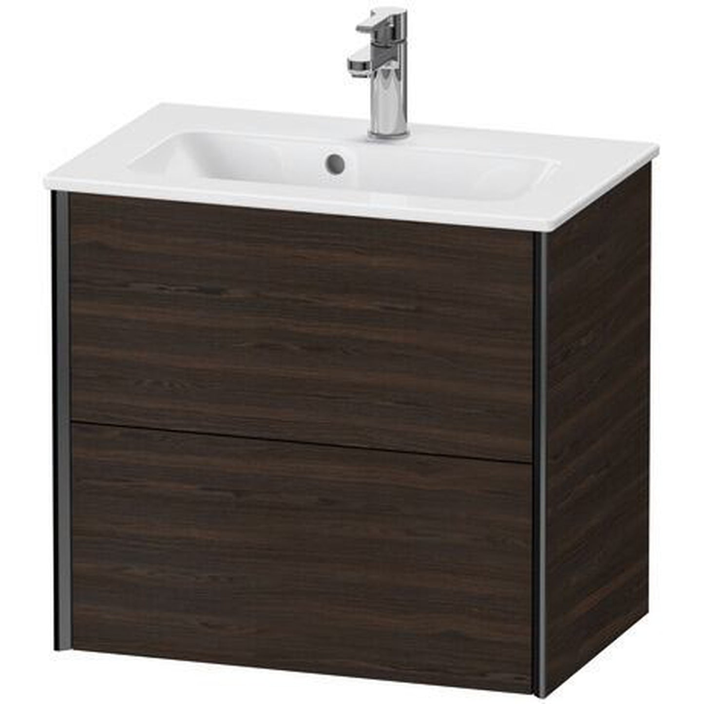 Duravit Xviu 24" x 22" x 15" Two Drawer Wall-Mount Vanity Unit, Brushed Walnut Real Wood Veneer (XV41780B269)