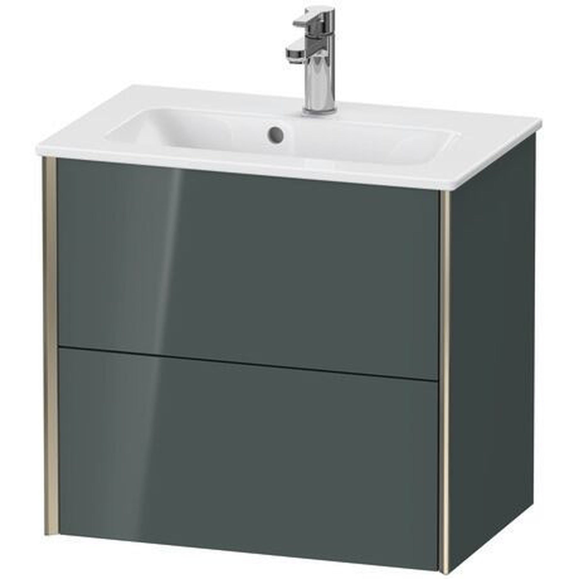 Duravit Xviu 24" x 22" x 15" Two Drawer Wall-Mount Vanity Unit, Dolomiti Grey High Gloss Lacquer (XV41780B138)