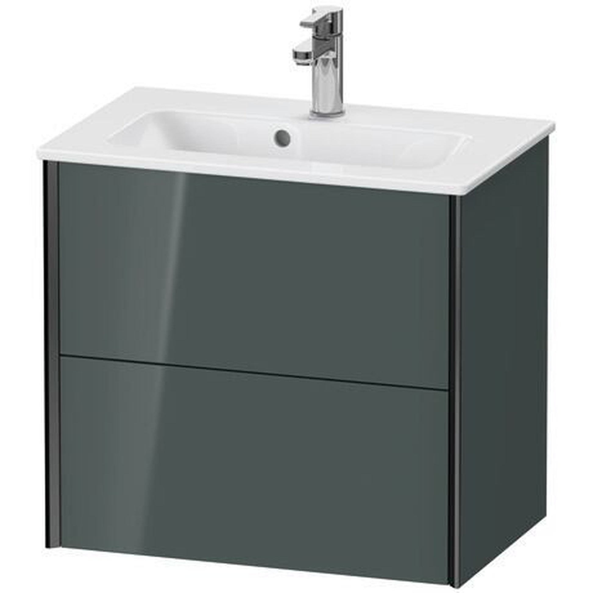 Duravit Xviu 24" x 22" x 15" Two Drawer Wall-Mount Vanity Unit, Dolomiti Grey High Gloss Lacquer (XV41780B238)