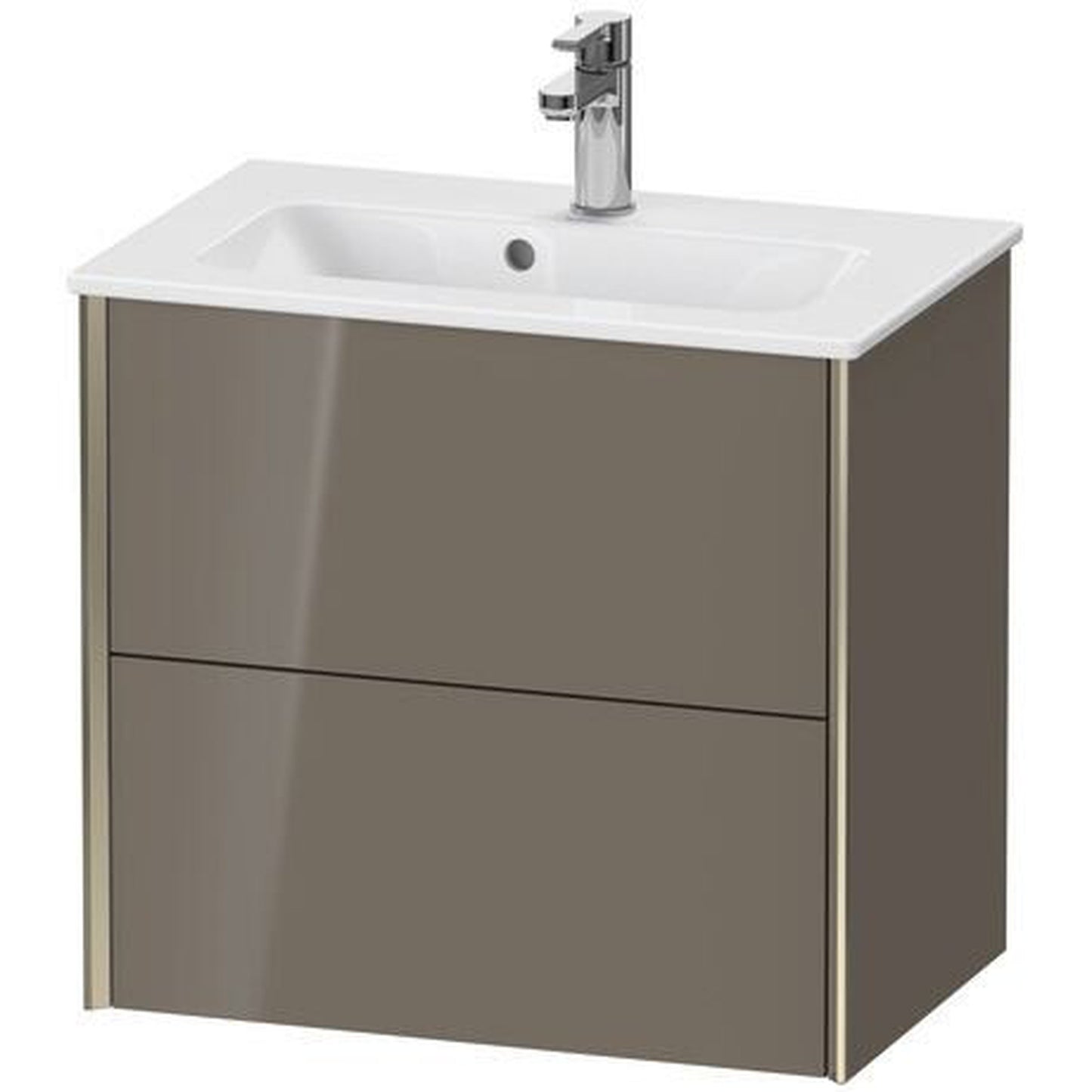 Duravit Xviu 24" x 22" x 15" Two Drawer Wall-Mount Vanity Unit, Flannel Grey High Gloss Lacquer (XV41780B189)