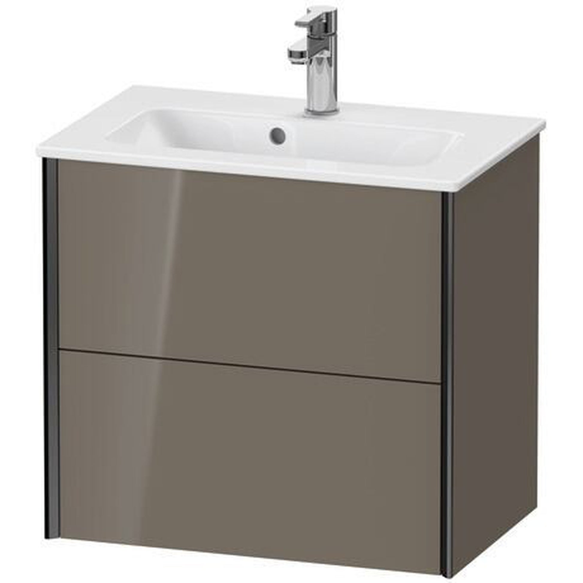 Duravit Xviu 24" x 22" x 15" Two Drawer Wall-Mount Vanity Unit, Flannel Grey High Gloss Lacquer (XV41780B289)