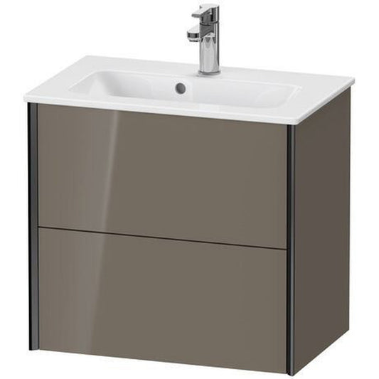 Duravit Xviu 24" x 22" x 15" Two Drawer Wall-Mount Vanity Unit, Flannel Grey High Gloss Lacquer (XV41780B289)