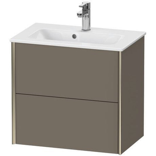 Duravit Xviu 24" x 22" x 15" Two Drawer Wall-Mount Vanity Unit, Flannel Grey Satin Matt Lacquer (XV41780B190)