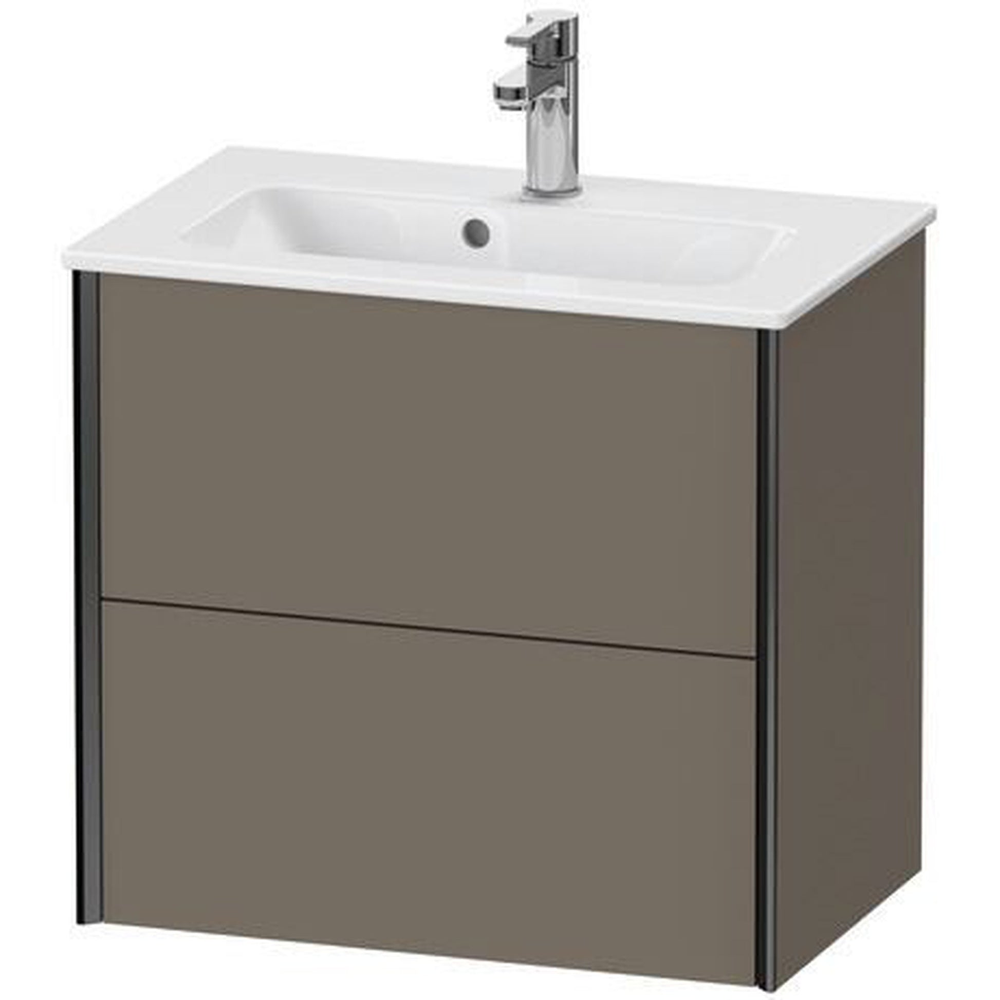 Duravit Xviu 24" x 22" x 15" Two Drawer Wall-Mount Vanity Unit, Flannel Grey Satin Matt Lacquer (XV41780B290)