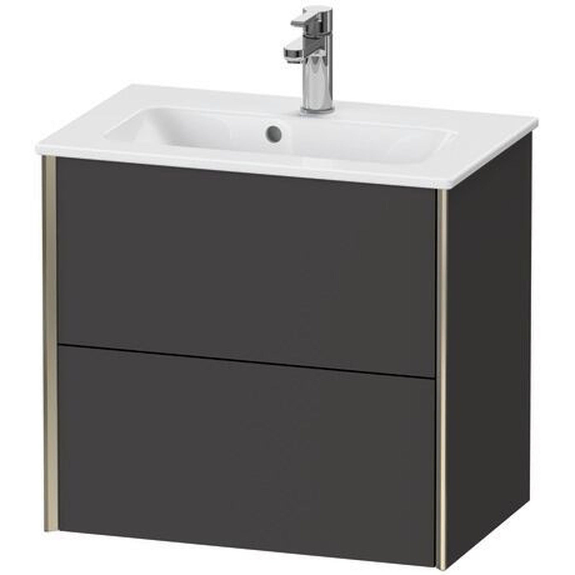 Duravit Xviu 24" x 22" x 15" Two Drawer Wall-Mount Vanity Unit, Graphite Super Matt (XV41780B180)