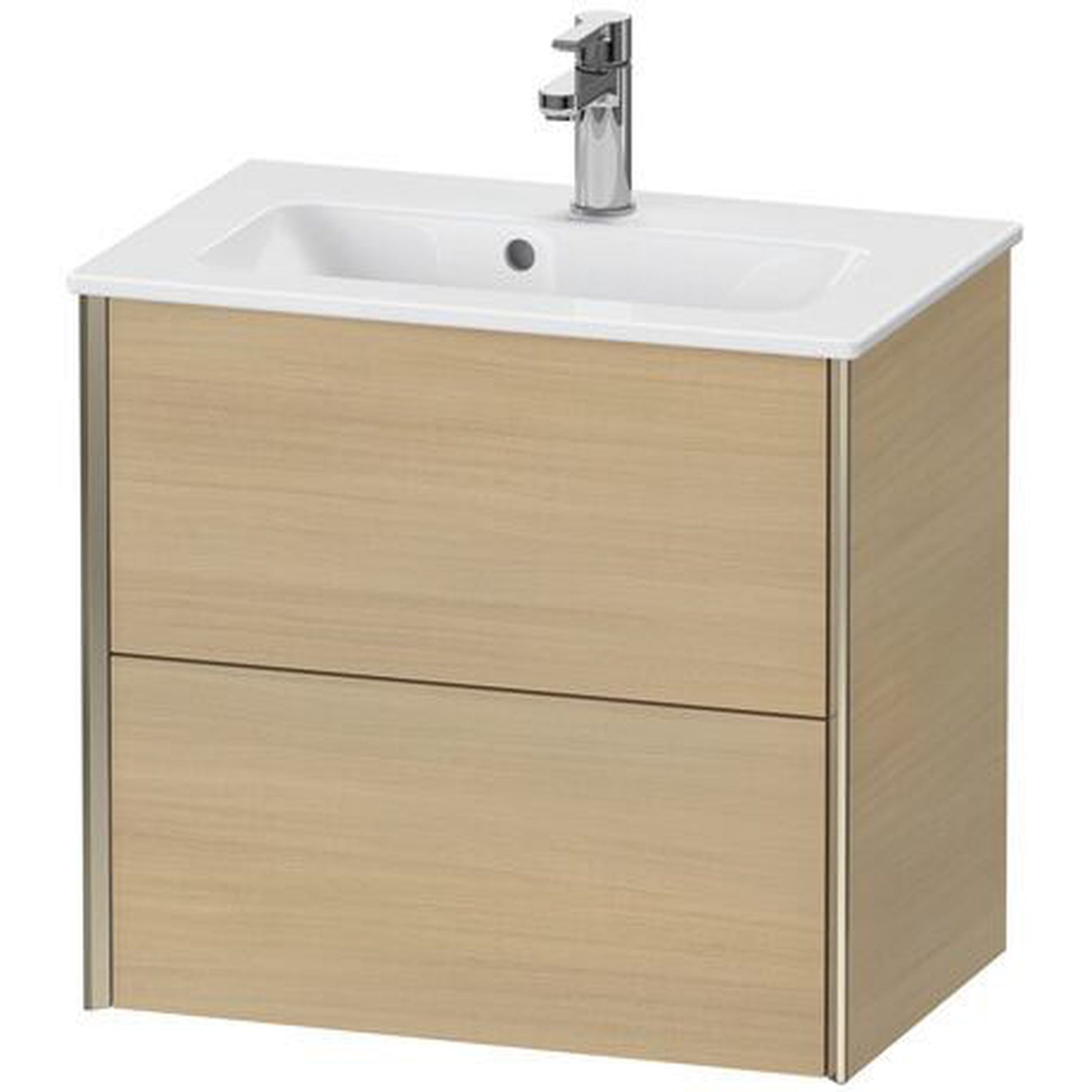 Duravit Xviu 24" x 22" x 15" Two Drawer Wall-Mount Vanity Unit, Mediterreanean Oak Real Wood Veneer (XV41780B171)