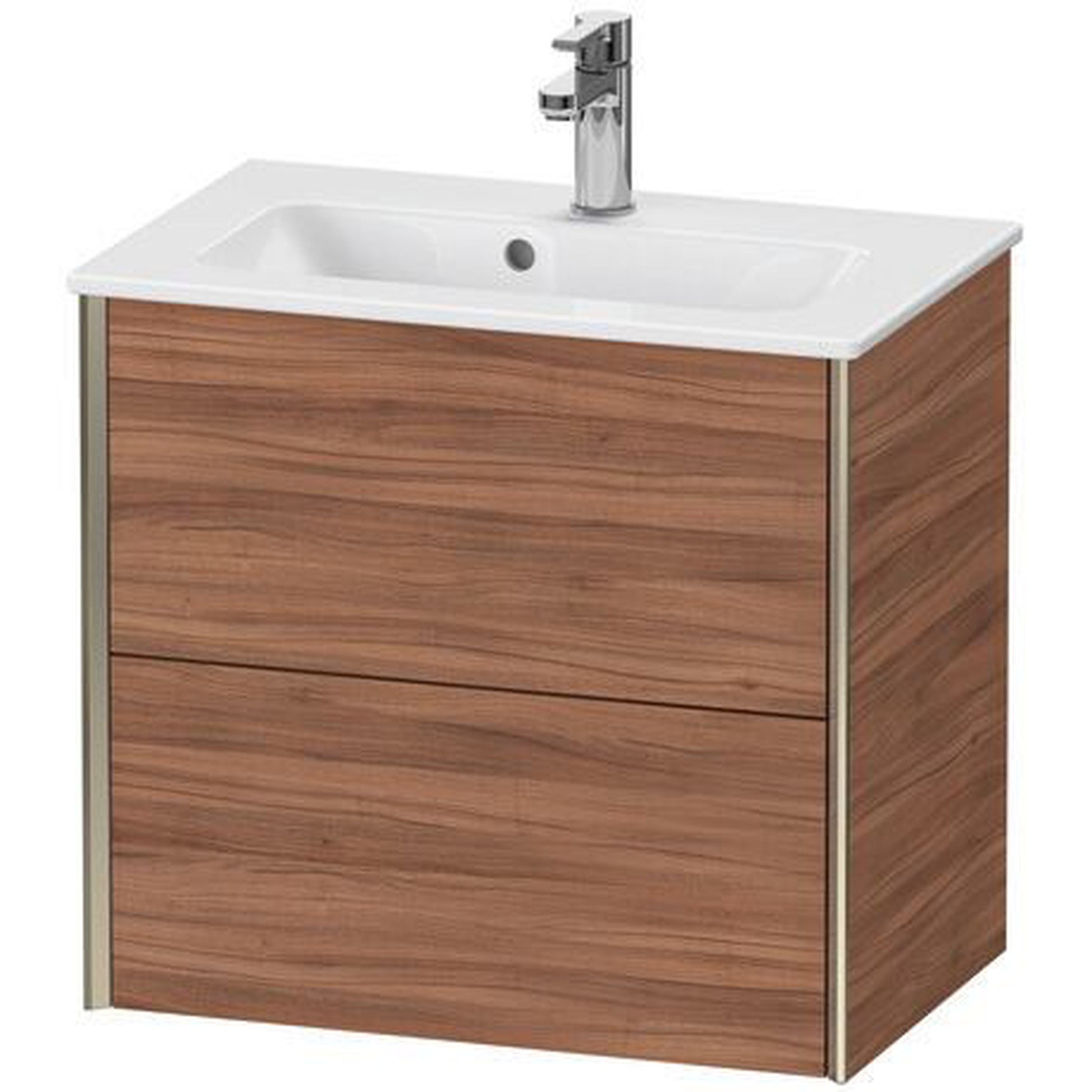 Duravit Xviu 24" x 22" x 15" Two Drawer Wall-Mount Vanity Unit, Natural Walnut (XV41780B179)