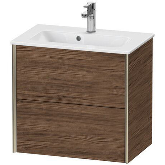 Duravit Xviu 24" x 22" x 15" Two Drawer Wall-Mount Vanity Unit, Walnut Dark (XV41780B121)