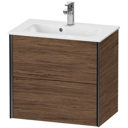 Duravit Xviu 24" x 22" x 15" Two Drawer Wall-Mount Vanity Unit, Walnut Dark (XV41780B221)