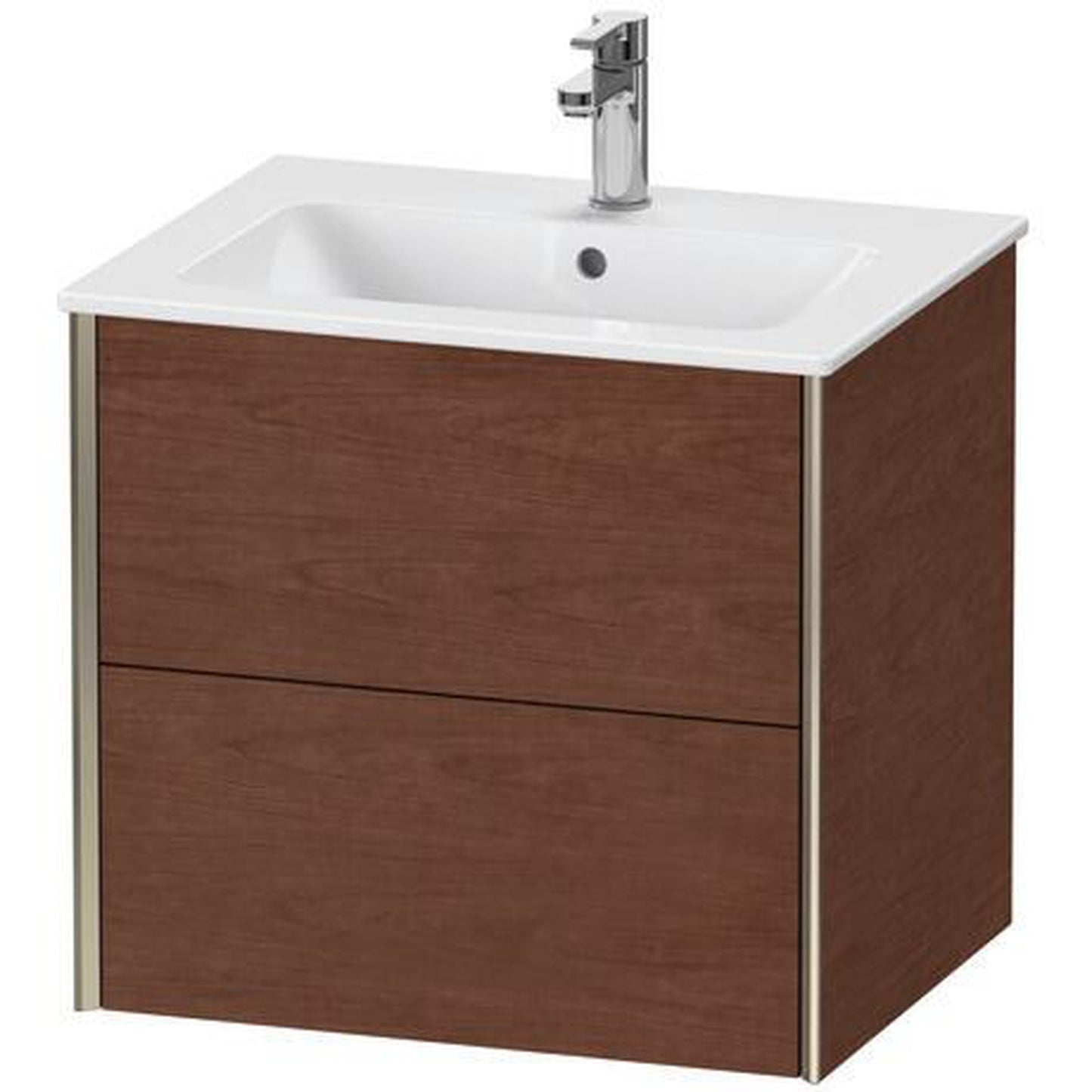 Duravit Xviu 24" x 22" x 19" Two Drawer Wall-Mount Vanity Unit, American Walnut (XV41250B113)