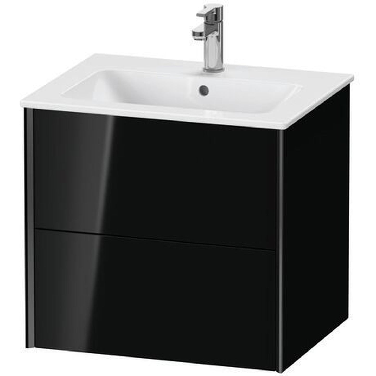 Duravit Xviu 24" x 22" x 19" Two Drawer Wall-Mount Vanity Unit, Black High Gloss Lacquer (XV41250B240)