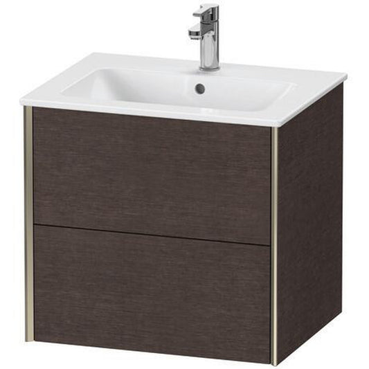 Duravit Xviu 24" x 22" x 19" Two Drawer Wall-Mount Vanity Unit, Brushed Dark Oak Real Wood Veneer (XV41250B172)