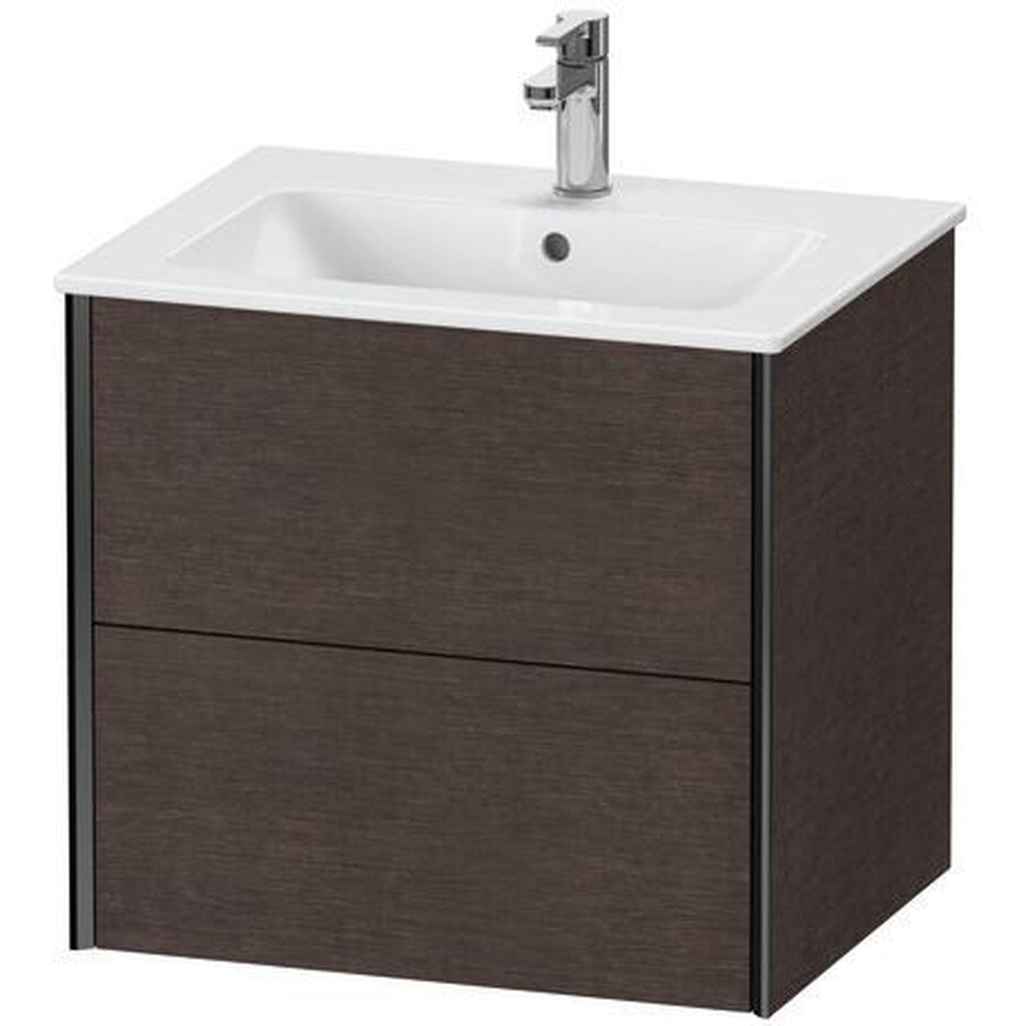 Duravit Xviu 24" x 22" x 19" Two Drawer Wall-Mount Vanity Unit, Brushed Dark Oak Real Wood Veneer (XV41250B272)