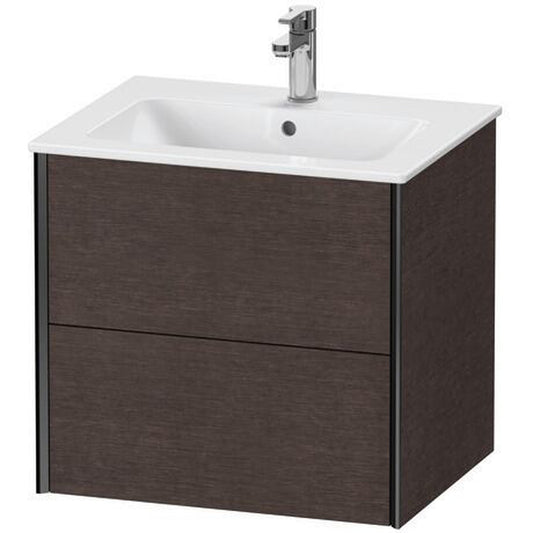 Duravit Xviu 24" x 22" x 19" Two Drawer Wall-Mount Vanity Unit, Brushed Dark Oak Real Wood Veneer (XV41250B272)