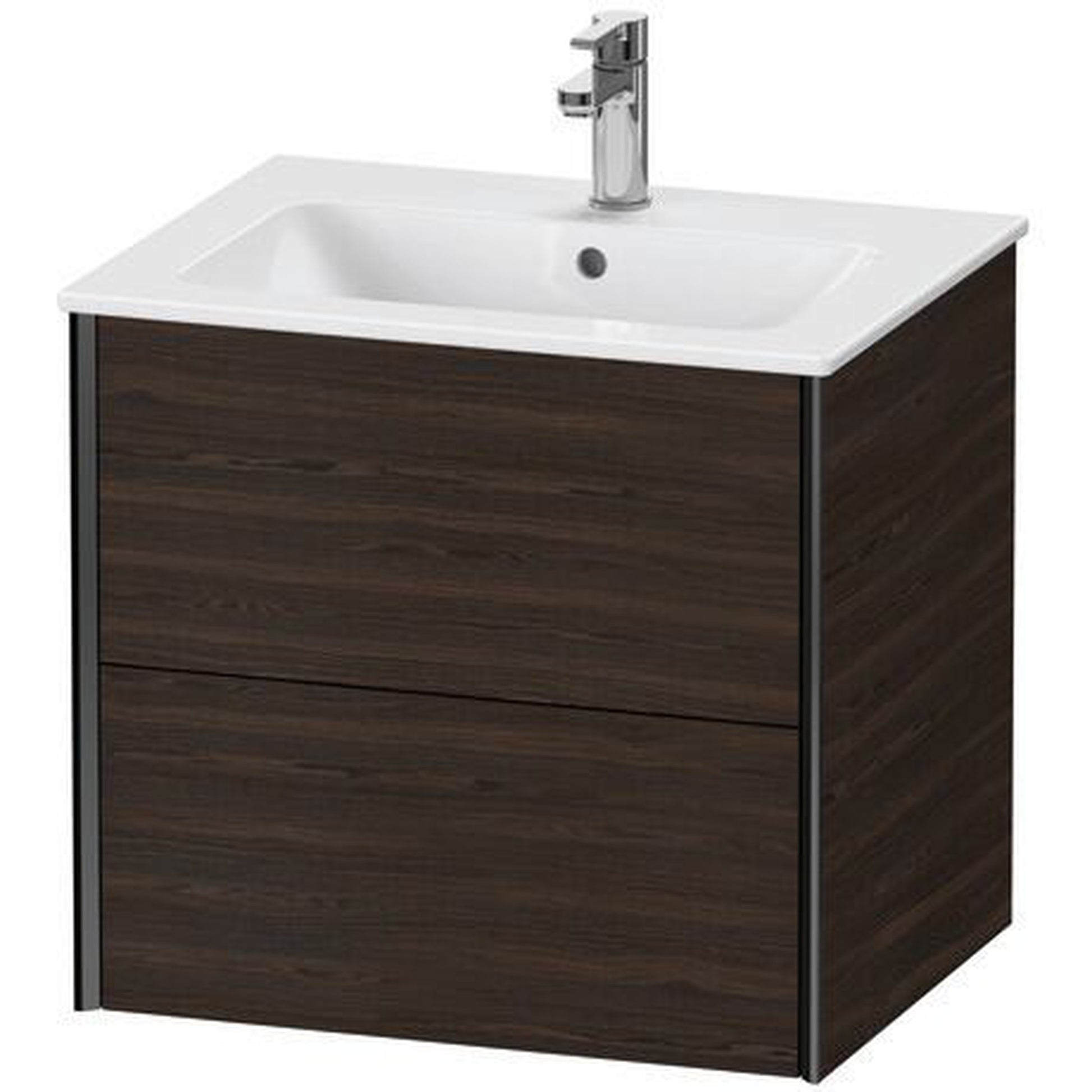 Duravit Xviu 24" x 22" x 19" Two Drawer Wall-Mount Vanity Unit, Brushed Walnut Real Wood Veneer (XV41250B269)