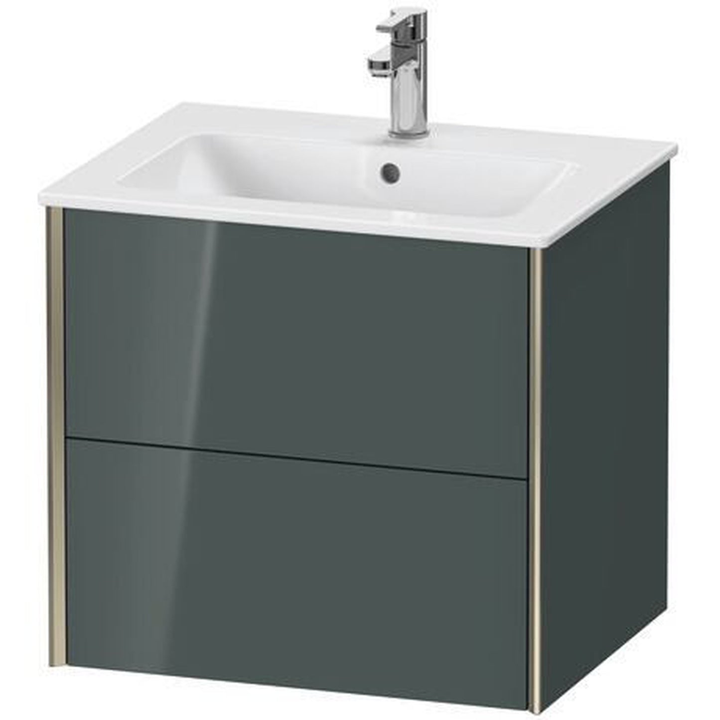 Duravit Xviu 24" x 22" x 19" Two Drawer Wall-Mount Vanity Unit, Dolomiti Grey High Gloss Lacquer (XV41250B138)
