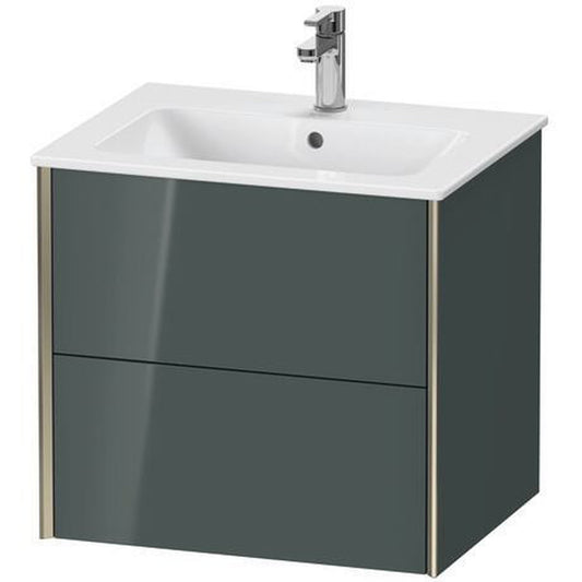 Duravit Xviu 24" x 22" x 19" Two Drawer Wall-Mount Vanity Unit, Dolomiti Grey High Gloss Lacquer (XV41250B138)