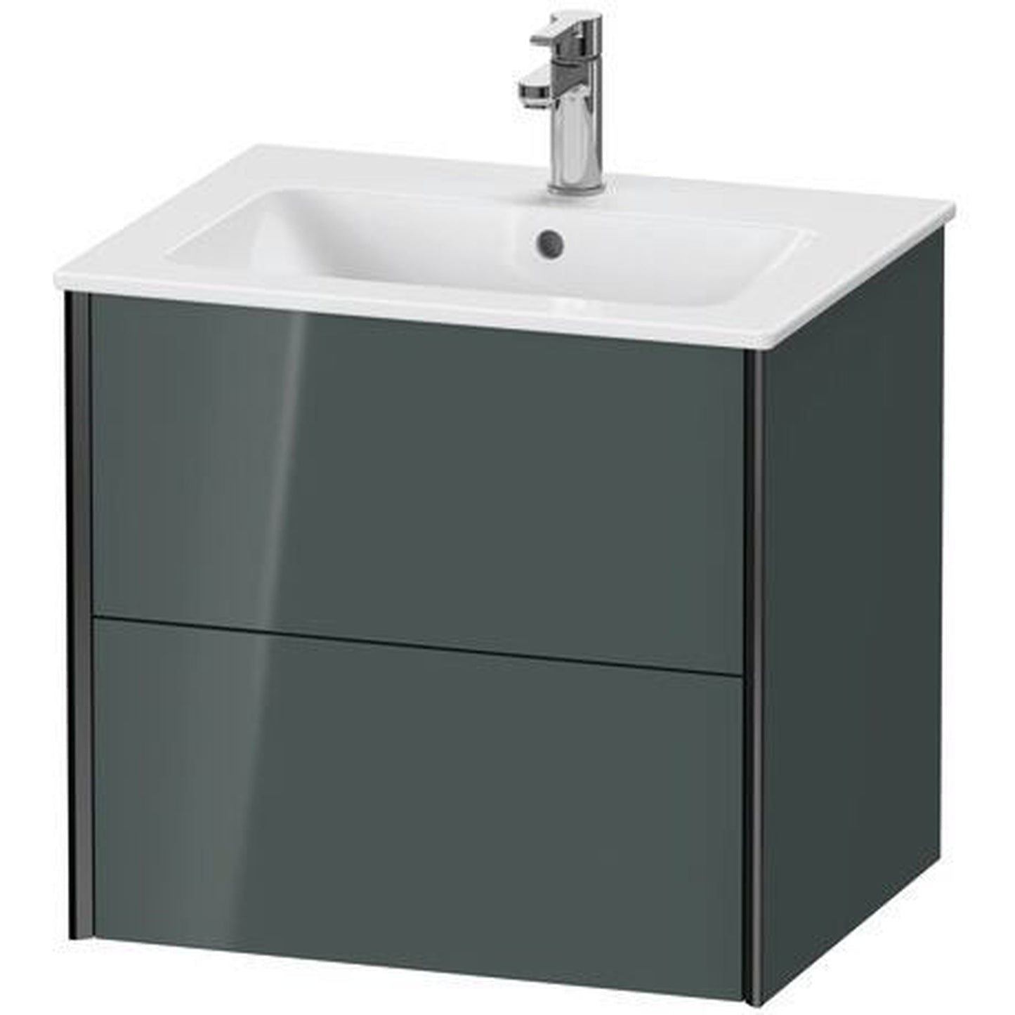 Duravit Xviu 24" x 22" x 19" Two Drawer Wall-Mount Vanity Unit, Dolomiti Grey High Gloss Lacquer (XV41250B238)