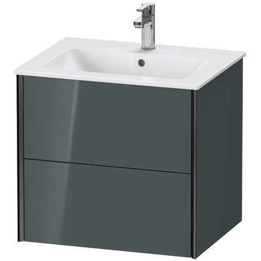 Duravit Xviu 24" x 22" x 19" Two Drawer Wall-Mount Vanity Unit, Dolomiti Grey High Gloss Lacquer (XV41250B238)