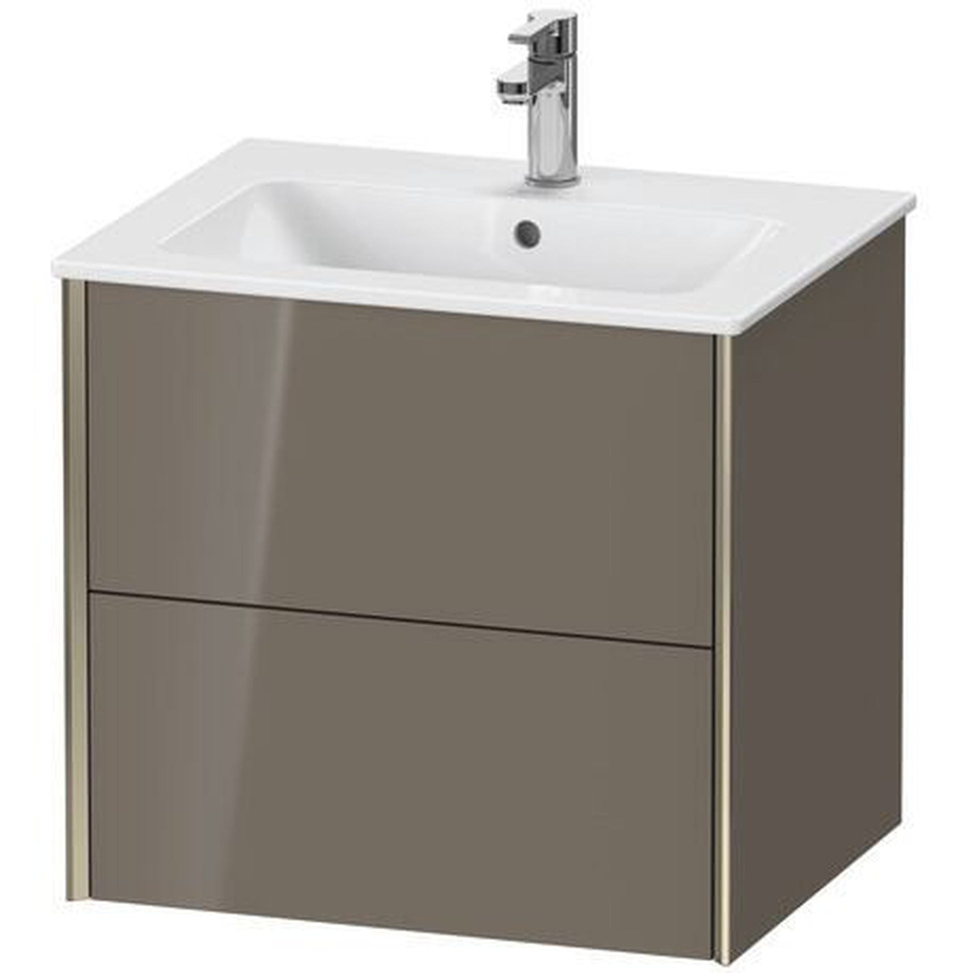 Duravit Xviu 24" x 22" x 19" Two Drawer Wall-Mount Vanity Unit, Flannel Grey High Gloss Lacquer (XV41250B189)