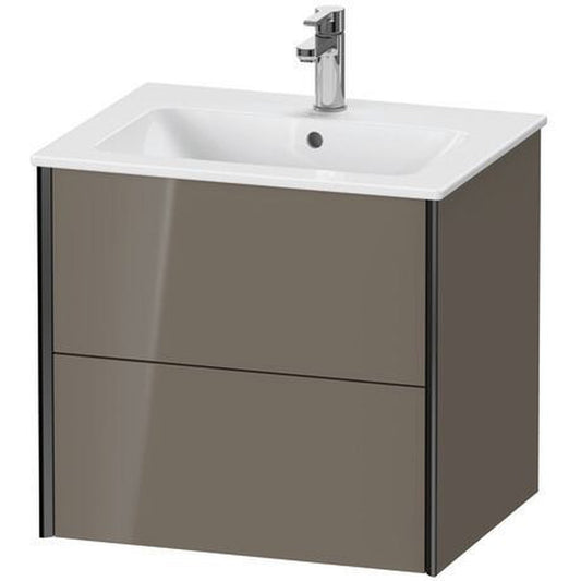 Duravit Xviu 24" x 22" x 19" Two Drawer Wall-Mount Vanity Unit, Flannel Grey High Gloss Lacquer (XV41250B289)
