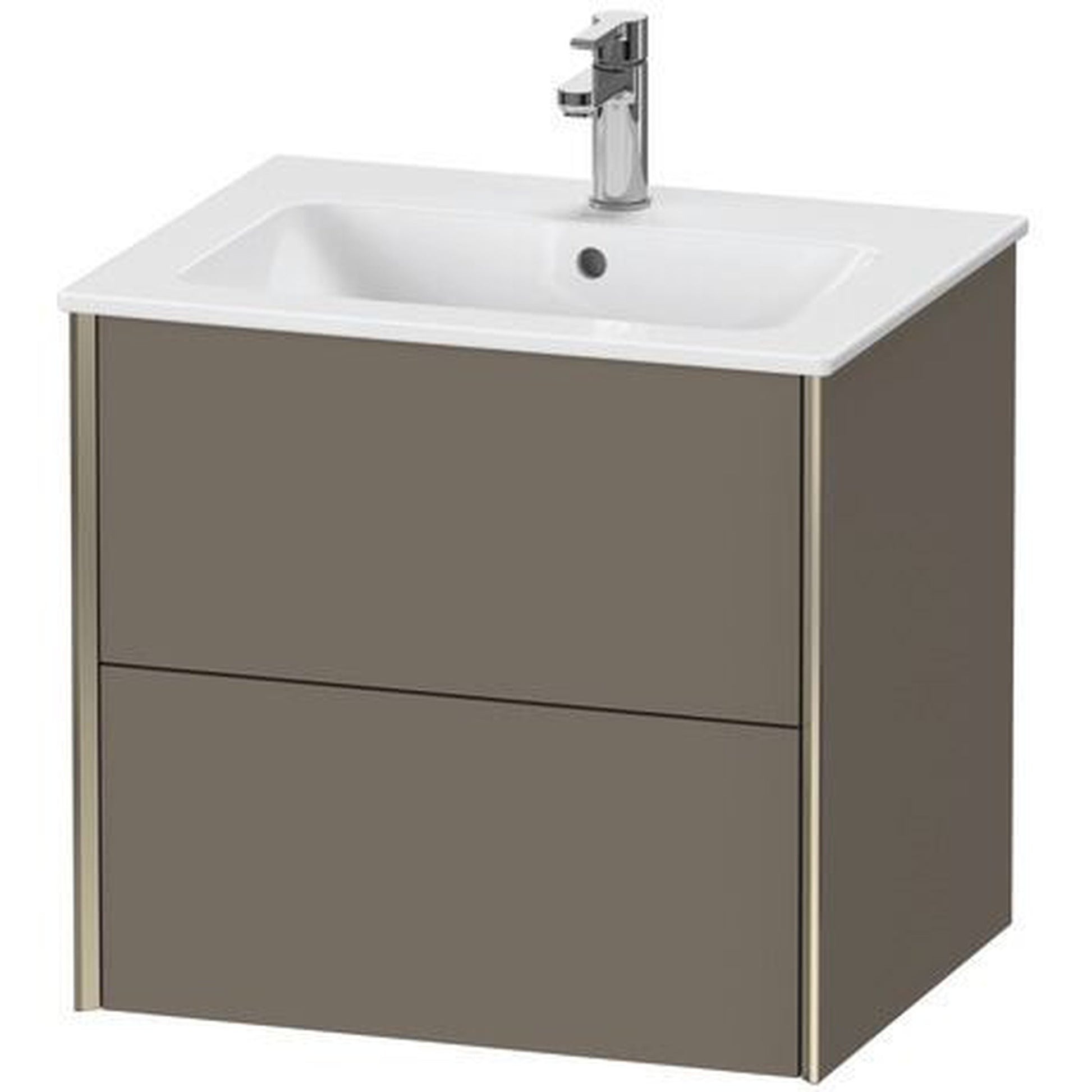 Duravit Xviu 24" x 22" x 19" Two Drawer Wall-Mount Vanity Unit, Flannel Grey Satin Matt Lacquer (XV41250B190)