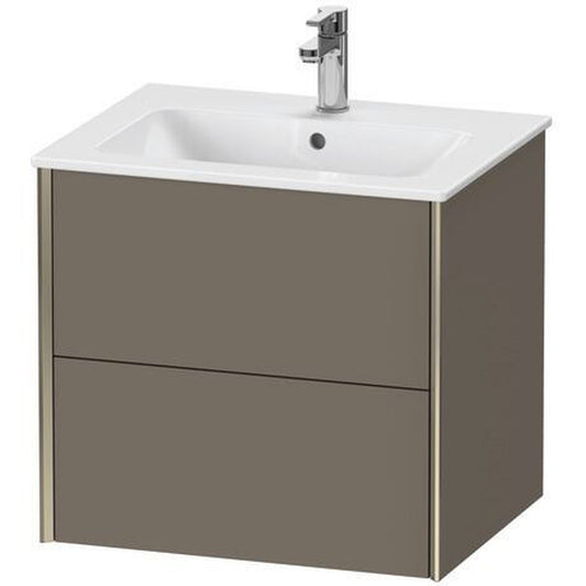 Duravit Xviu 24" x 22" x 19" Two Drawer Wall-Mount Vanity Unit, Flannel Grey Satin Matt Lacquer (XV41250B190)